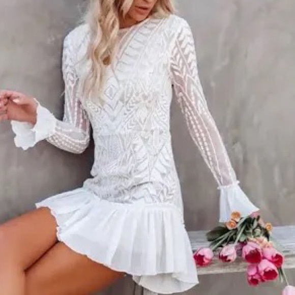 SOLD Saints & secrets white lace boho mini dress - Picture 4 of 5